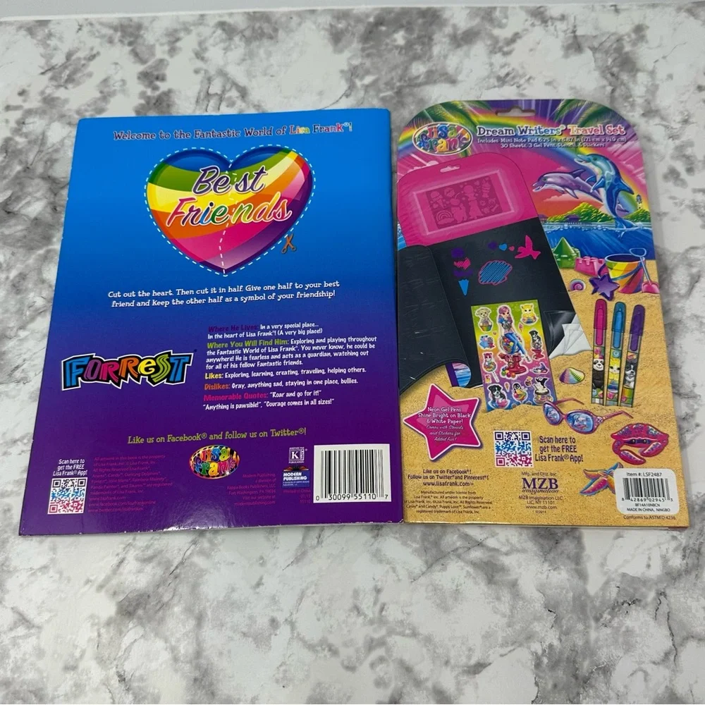Lisa Frank Travel Writers & Velvet Art Coloring Book Bundle 99s Y2K Bundle